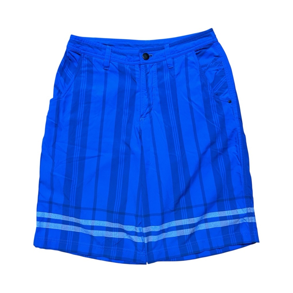 Mens Y2K Lululemon Blue Striped Lightweight Athletic Board Shorts Size S